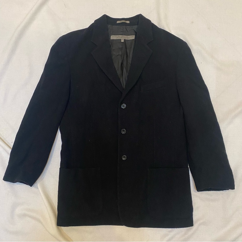 Le Collezioni Structure 3 Button Black Blazer Sportcoat M Wool Blend Made Italy